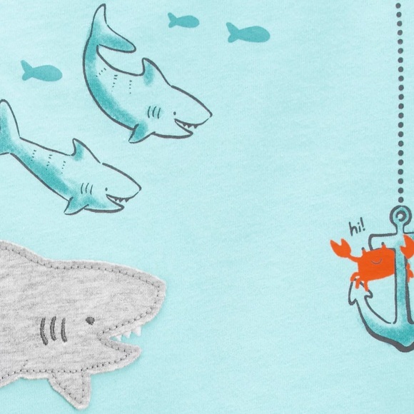 CARTER'S · 2PC SHARK SHORT SLEEVE T-SHIRT + SHORTS - SIZE - Picture 3 of 3